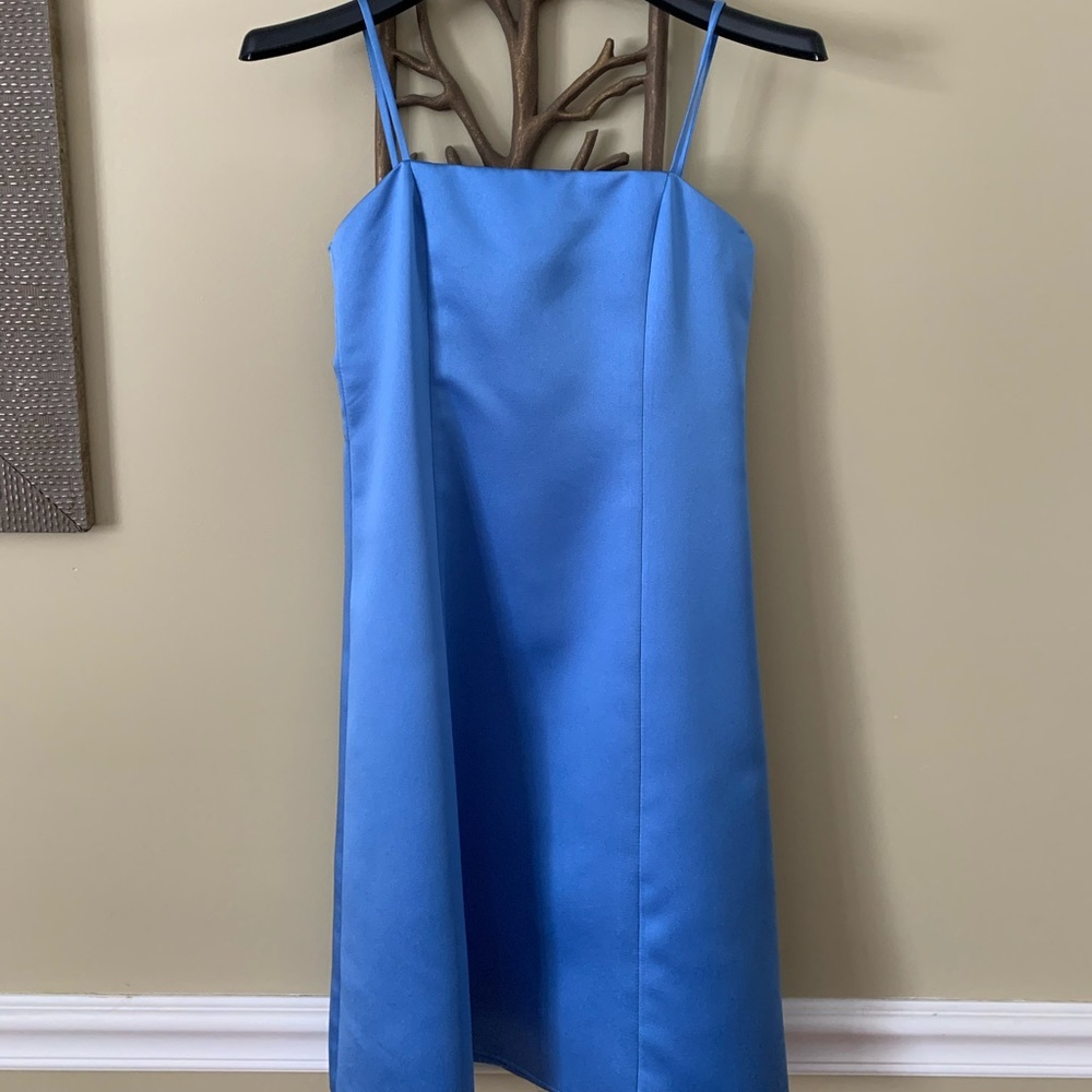 David’s Bridal Pastel Blue Satin Dress